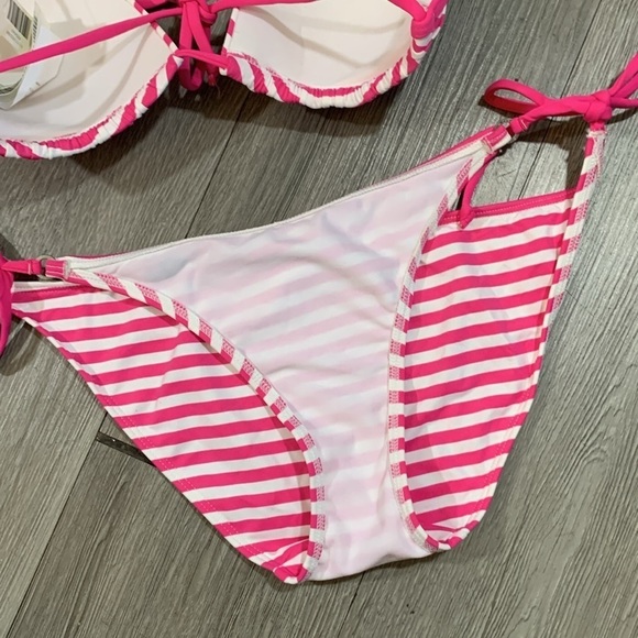 Gilly Hicks Two Piece Pink & White Stripe Bikini top in NWT Bottom is NWOT - Picture 8 of 11